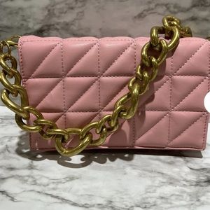NWT pink quilted clutch w chain still in original wrapping